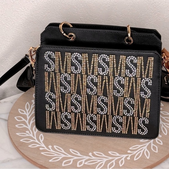 Steve madden bevelyn Rhinestone gold and silver logo satchel crossbody MSRP 108$ - Picture 3 of 7